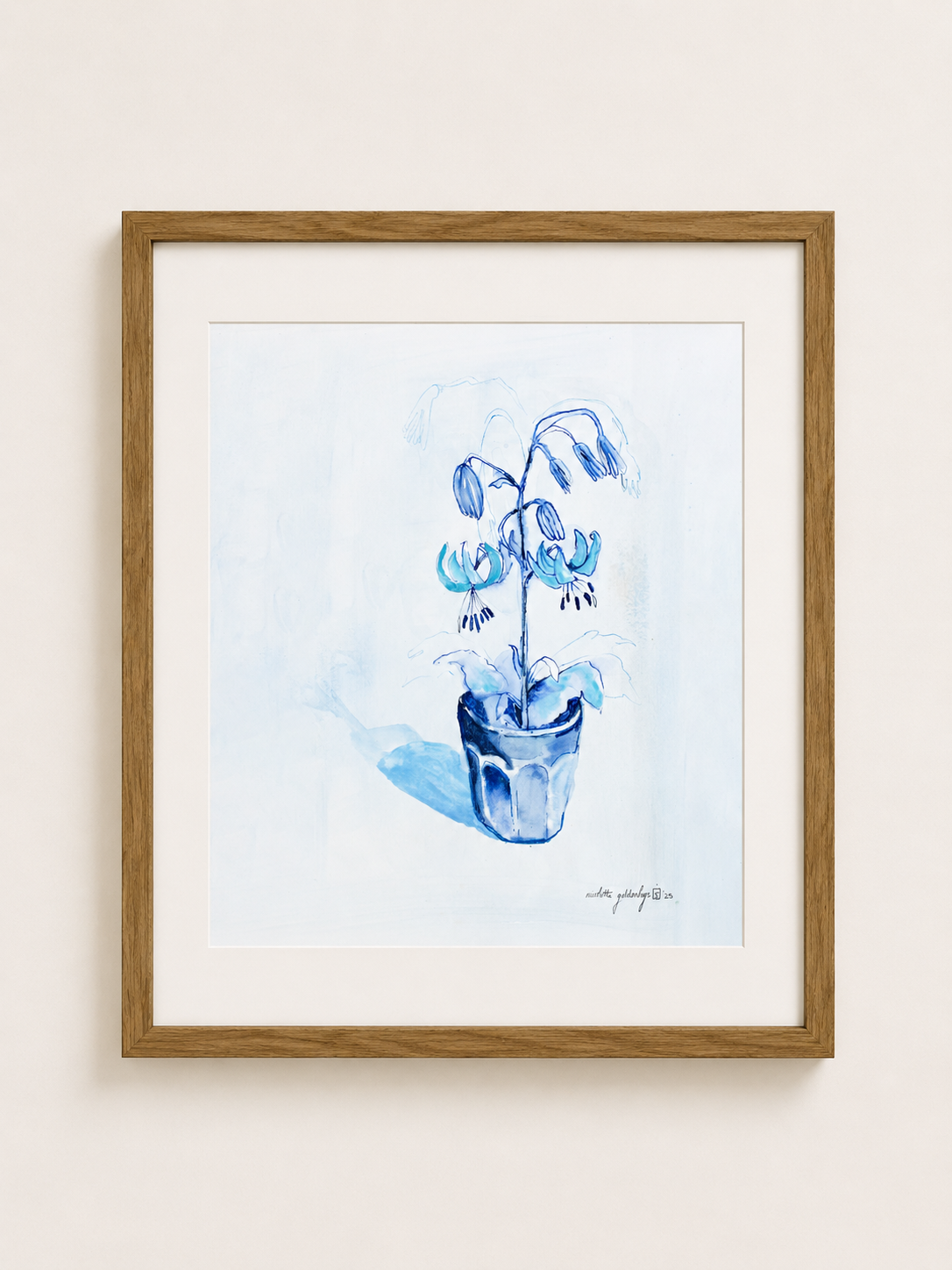Blue Still Life With Lillies In Glass