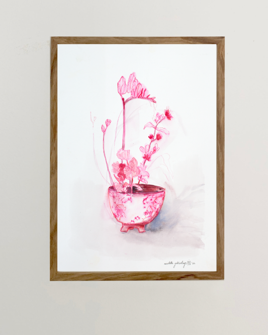 Pink Still Life With Round Pot