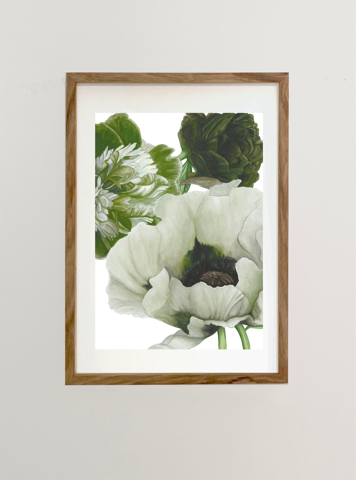 Poppy & Peony in Olive III