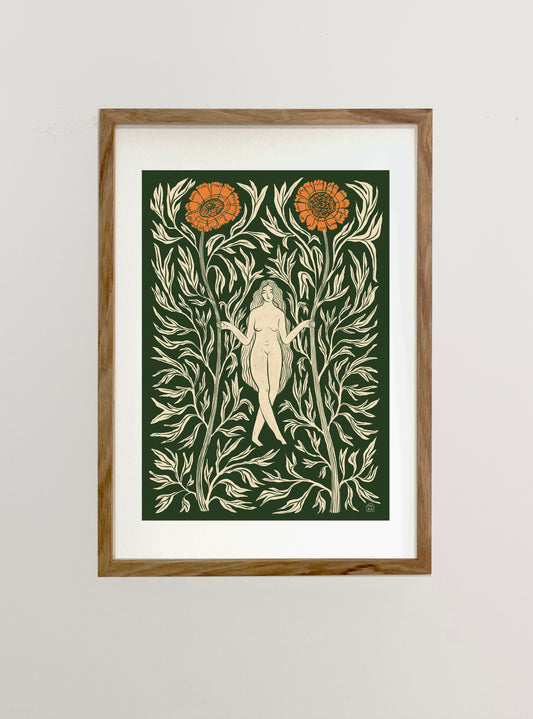 With Her Chrysanthemums